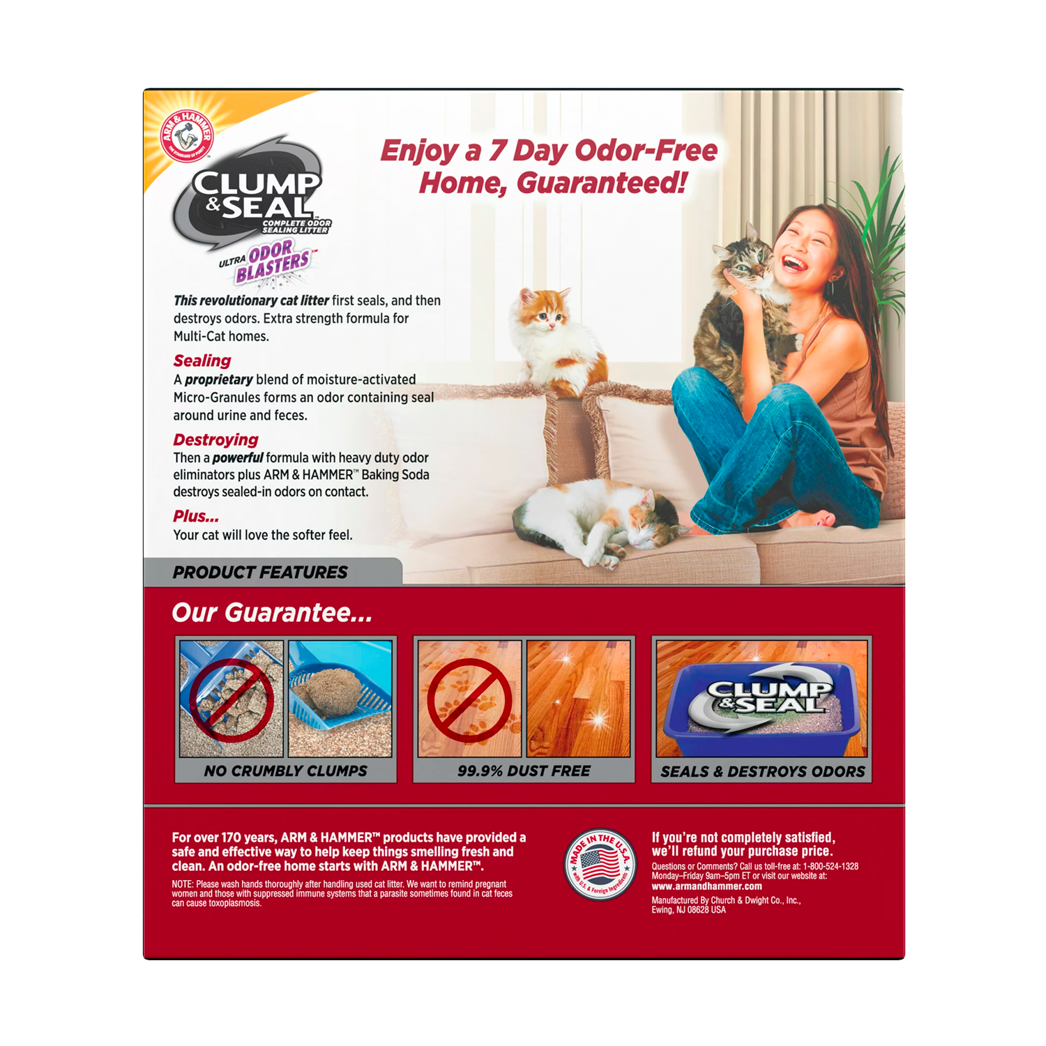 Arm & Hammer Clump & Seal Multi-Cat Complete Odor Sealing Clumping Cat Litter, 38lb - Imagen 2