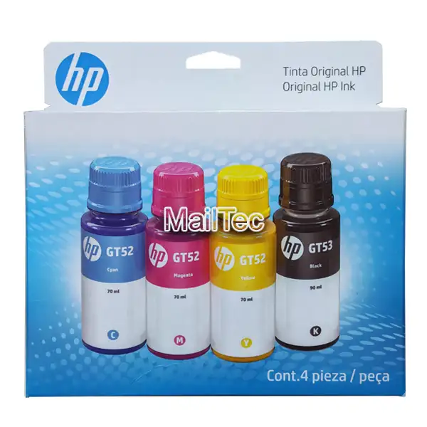 combo de tinta hp gt53 y gt52 los 4 colores 315, 415, 5820, 720 original