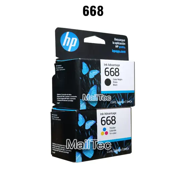 tinta HP 668 negro y colores DeskJet Ink Advantage 2900, 2975, 4300, 4375, 6500