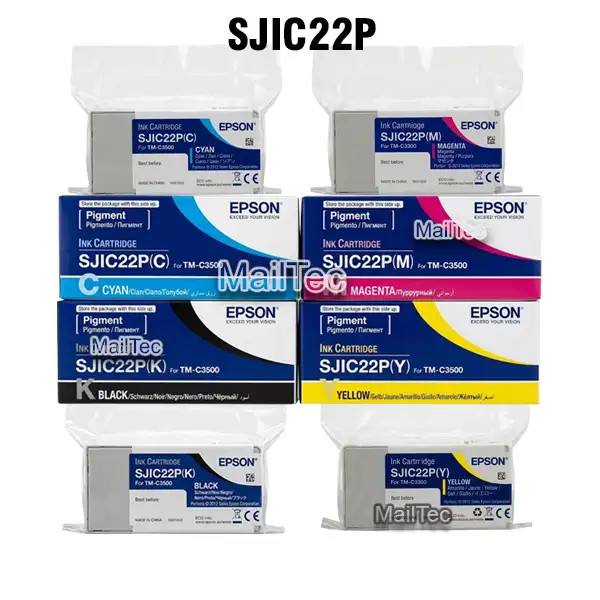 tinta epson SJIC22P negro y colores ColorWorks tm-c3500